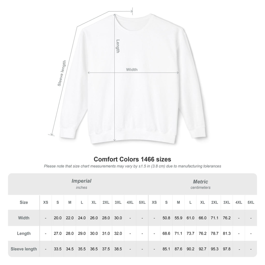 comfort colors 1466 size chart