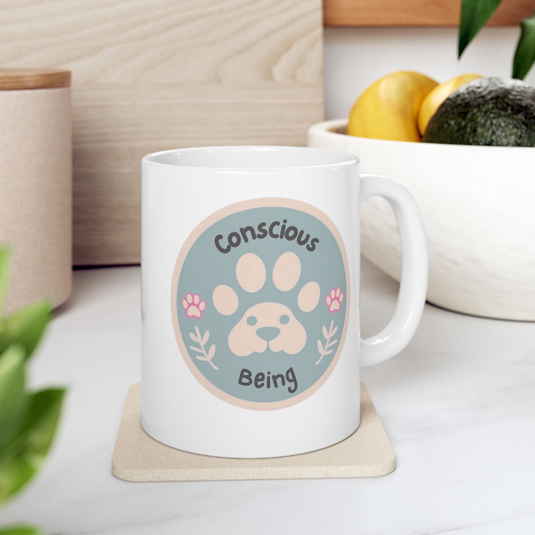 Conscious Being 11oz Mug – Paw Print Edition