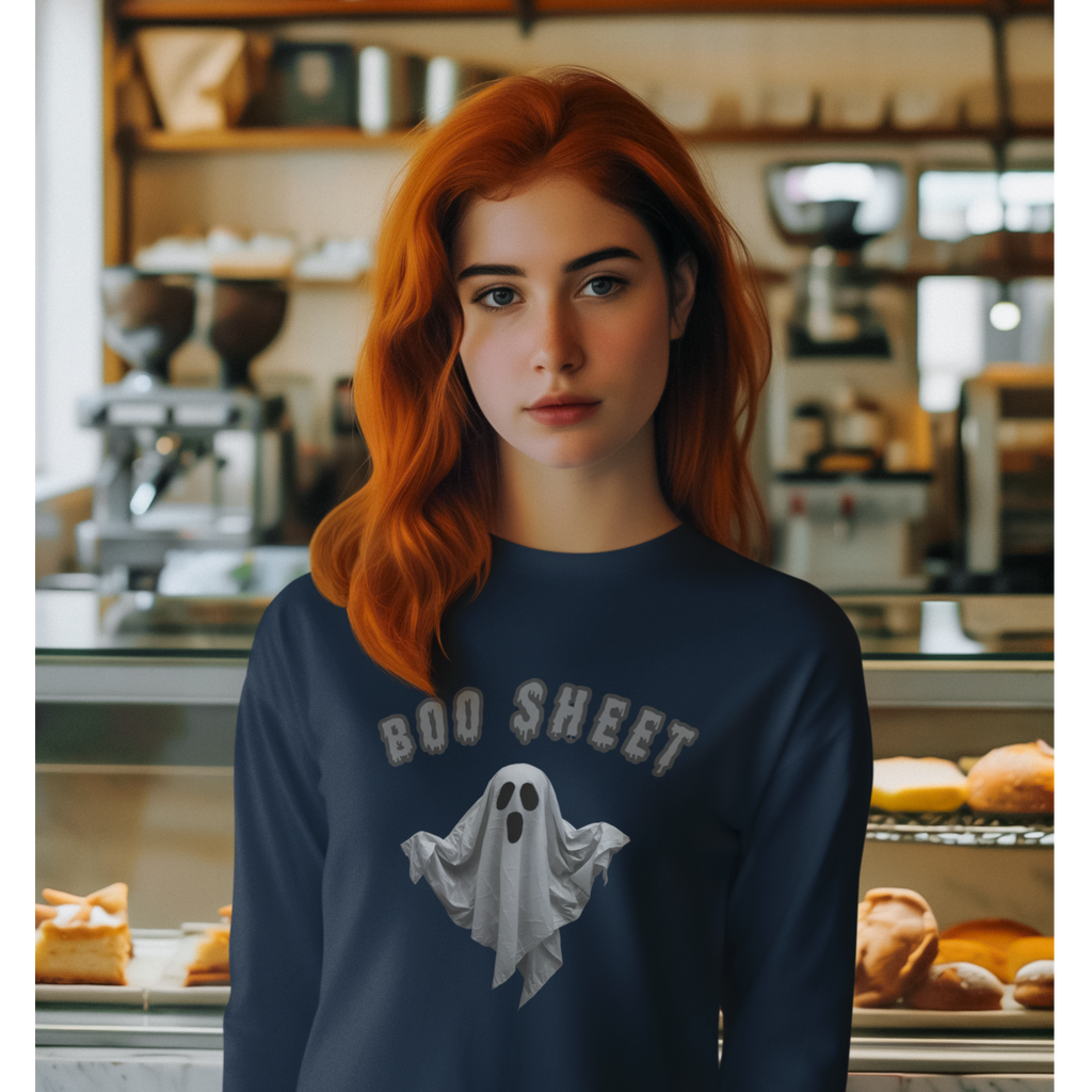 Boo Sheet Halloween Long Sleeve Shirt, Unisex - Funny Apparel for Trick or Treating, Spooky Gift, Costume Party Wear, Scary Ghost Tee, Fall