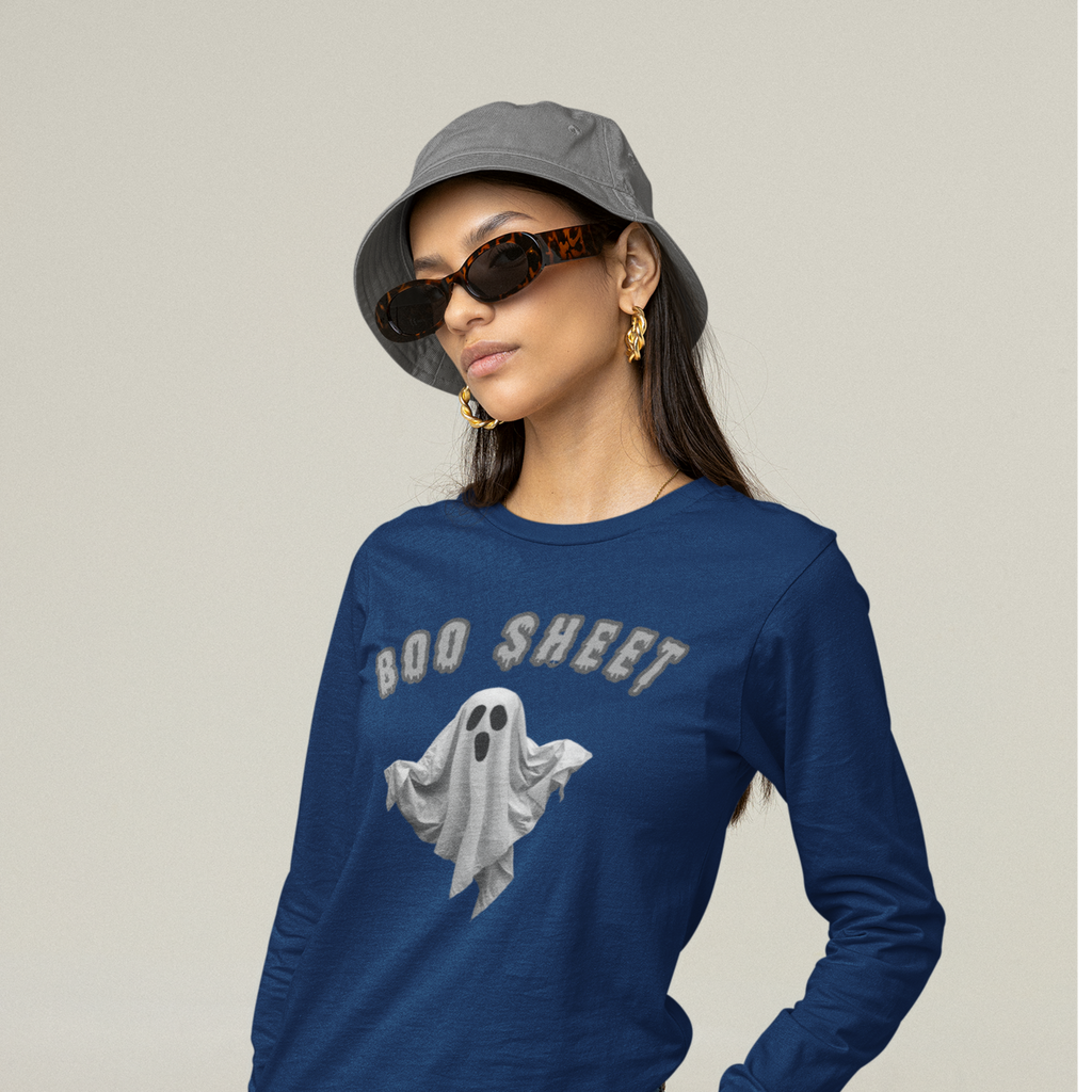 Boo Sheet Halloween Long Sleeve Shirt, Unisex - Funny Apparel for Trick or Treating, Spooky Gift, Costume Party Wear, Scary Ghost Tee, Fall