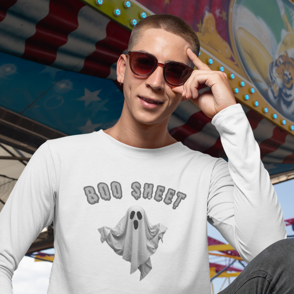 Boo Sheet Halloween Long Sleeve Shirt, Unisex - Funny Apparel for Trick or Treating, Spooky Gift, Costume Party Wear, Scary Ghost Tee, Fall