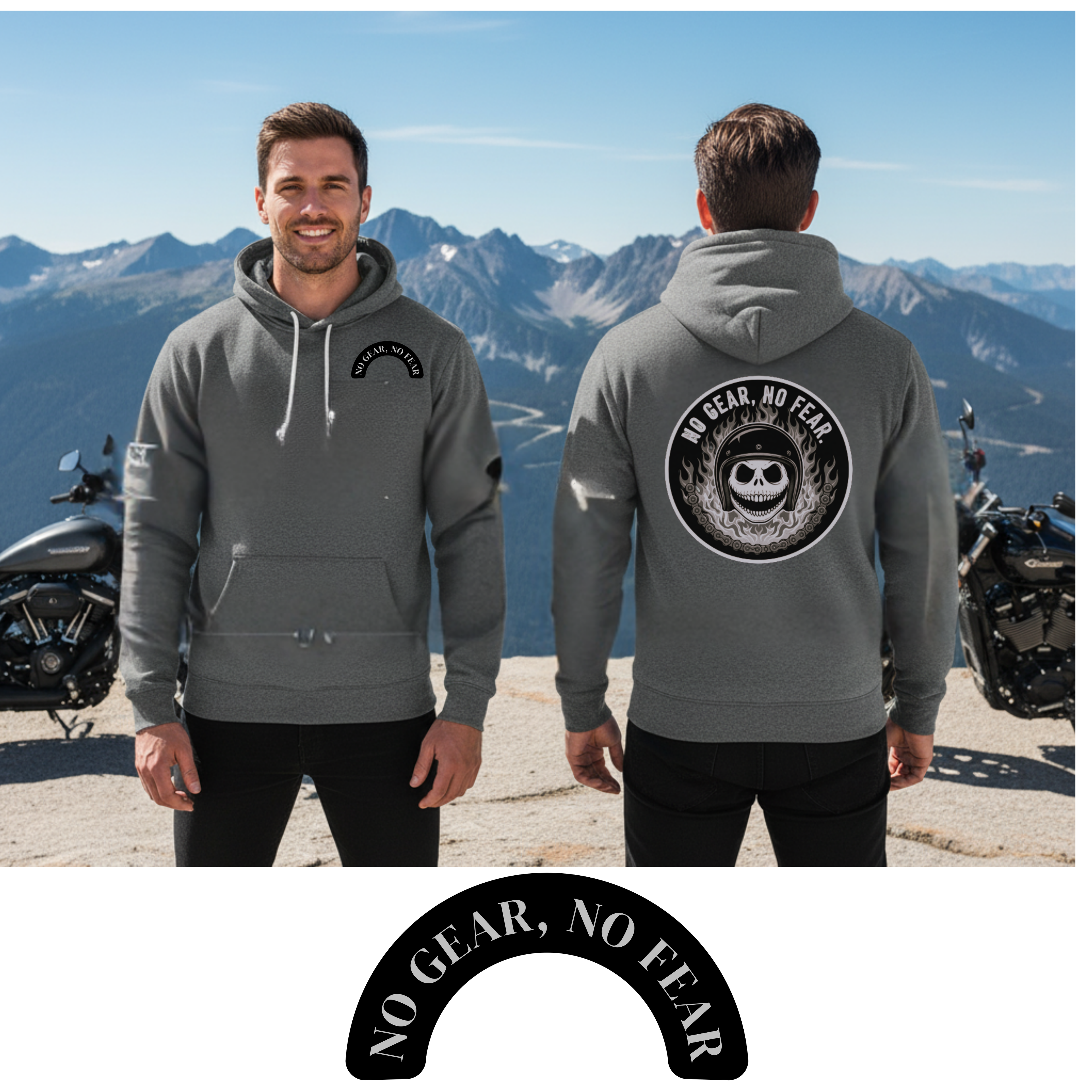 Motorcycle Hoodie - Unisex French Terry Hoodie - No Gear, No Fear Design