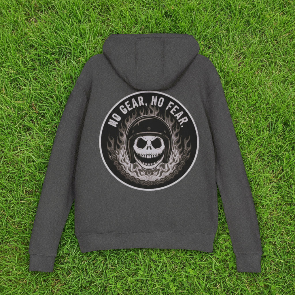 Motorcycle Hoodie - Unisex French Terry Hoodie - No Gear, No Fear Design