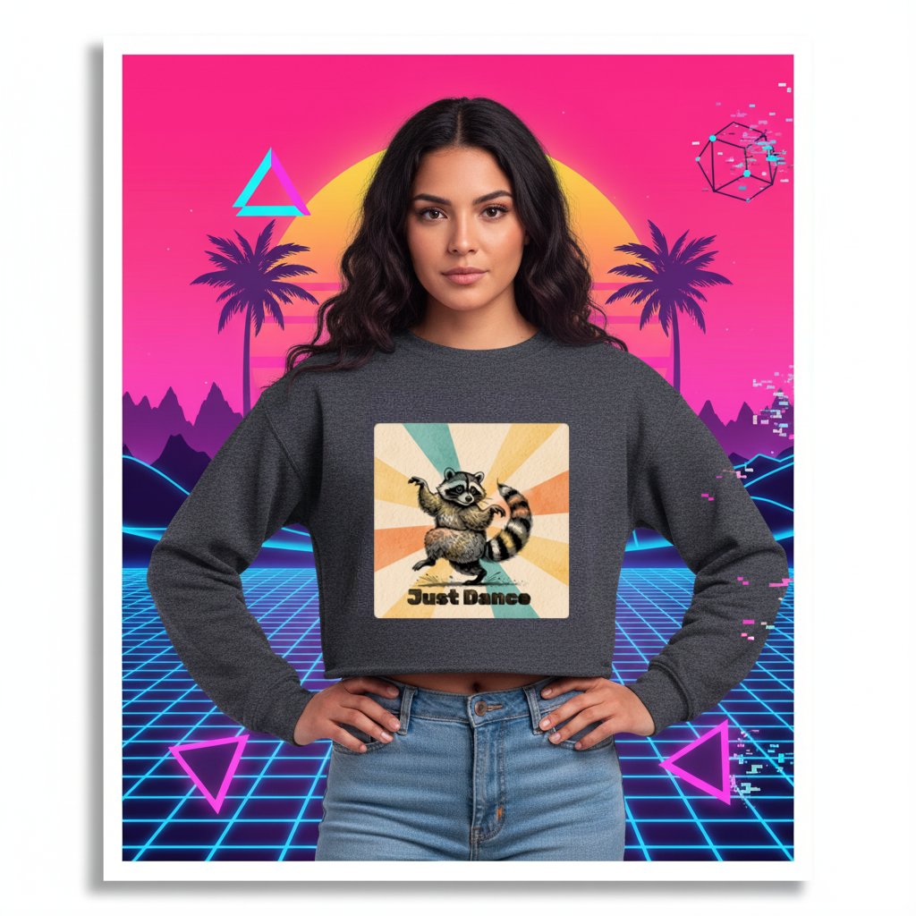 Cropped Sweatshirt Raccoon Dance Top Women's Jumper