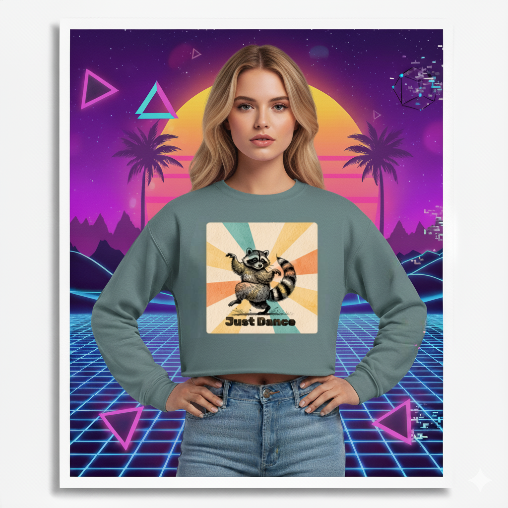 Cropped Sweatshirt Raccoon Dance Top Women's Jumper