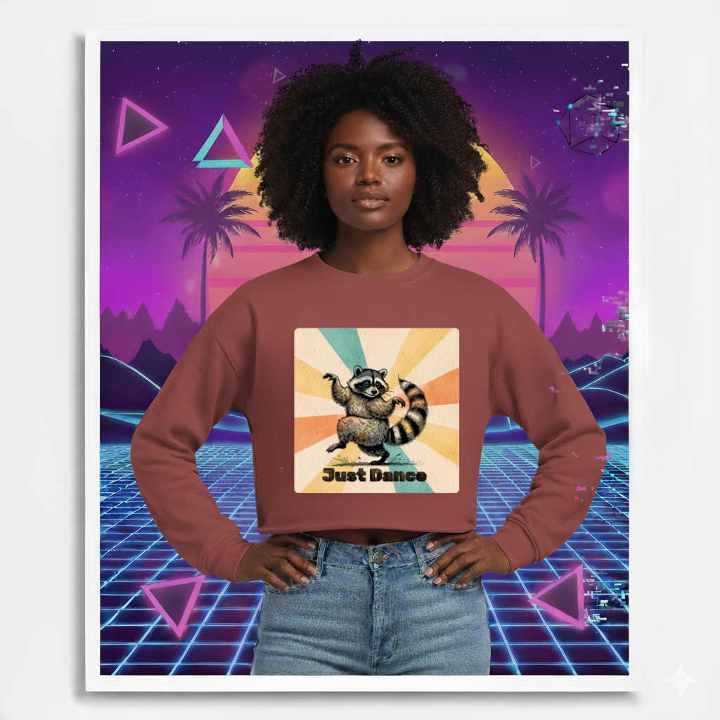 Cropped Sweatshirt Raccoon Dance Top Women's Jumper