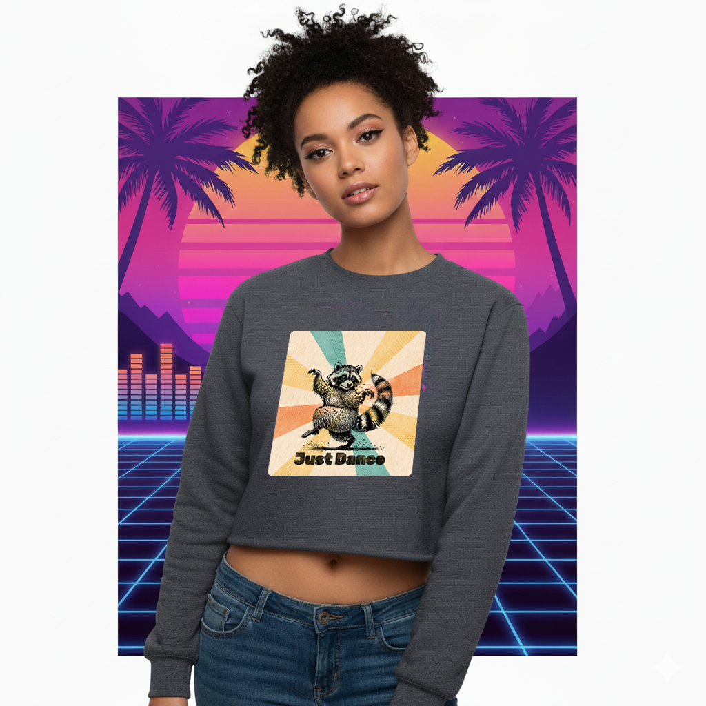 Cropped Sweatshirt Raccoon Dance Top Women's Jumper