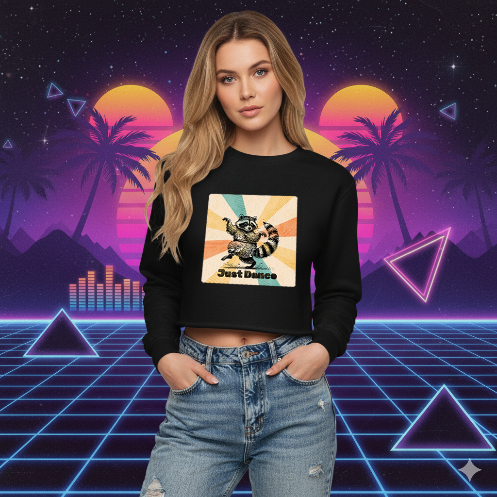 Cropped Sweatshirt Raccoon Dance Top Women's Jumper