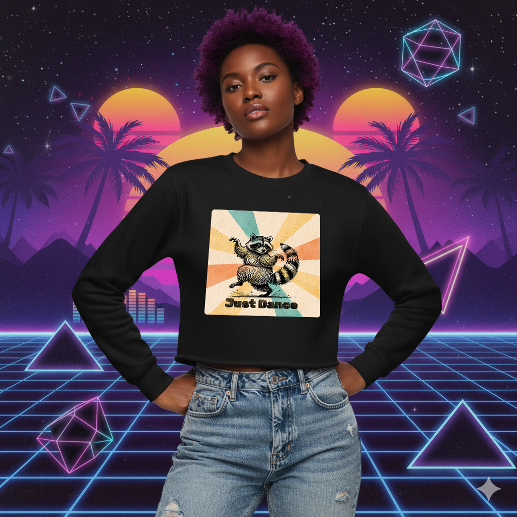 Cropped Sweatshirt Raccoon Dance Top Women's Jumper