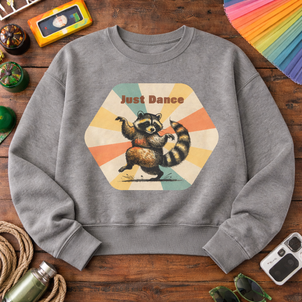 Just Dance Retro Raccoon Crop Sweatshirt – Retro 80s Vibe