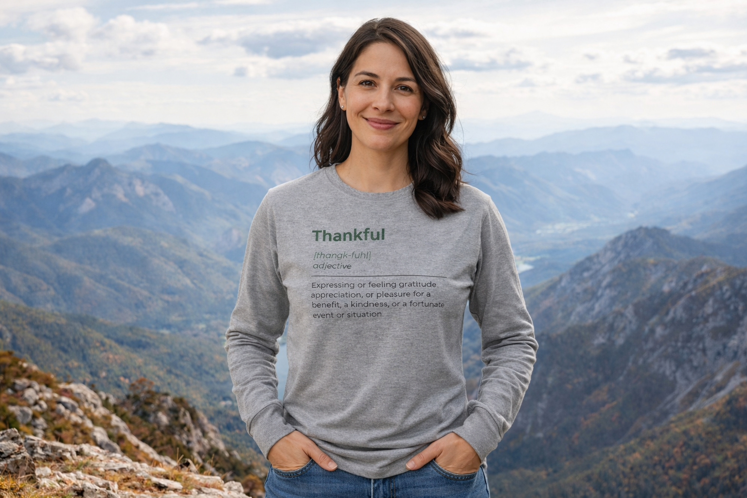 Thankful Definition Shirt – Gratitude-Inspired Long Sleeve