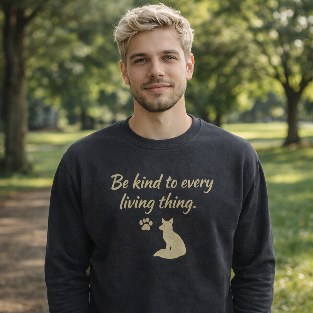 Be Kind to Every Living Thing Sweatshirt – Fox & Paw Edition