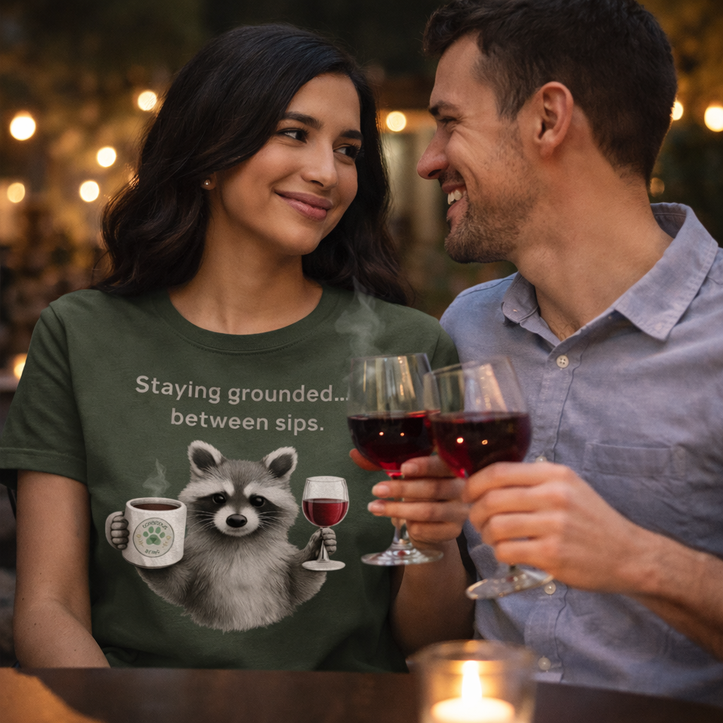 Staying Grounded Between Sips – Raccoon Coffee & Wine Tee