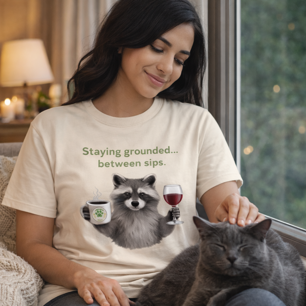 Staying Grounded Between Sips – Raccoon Coffee & Wine Tee
