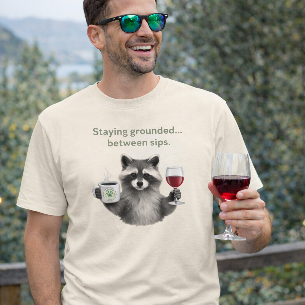 Staying Grounded Between Sips – Raccoon Coffee & Wine Tee