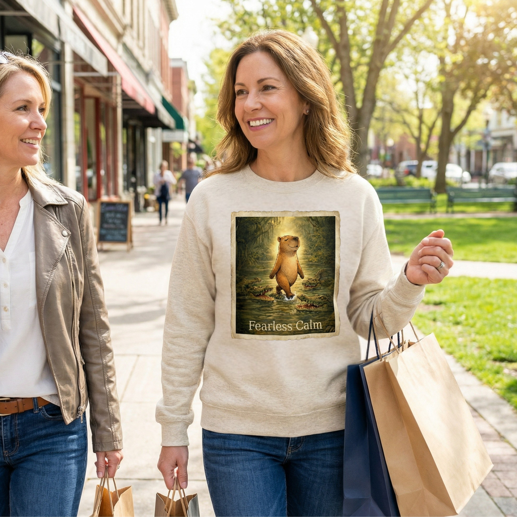 Fearless Calm – Vintage Capybara Unisex Sweatshirt