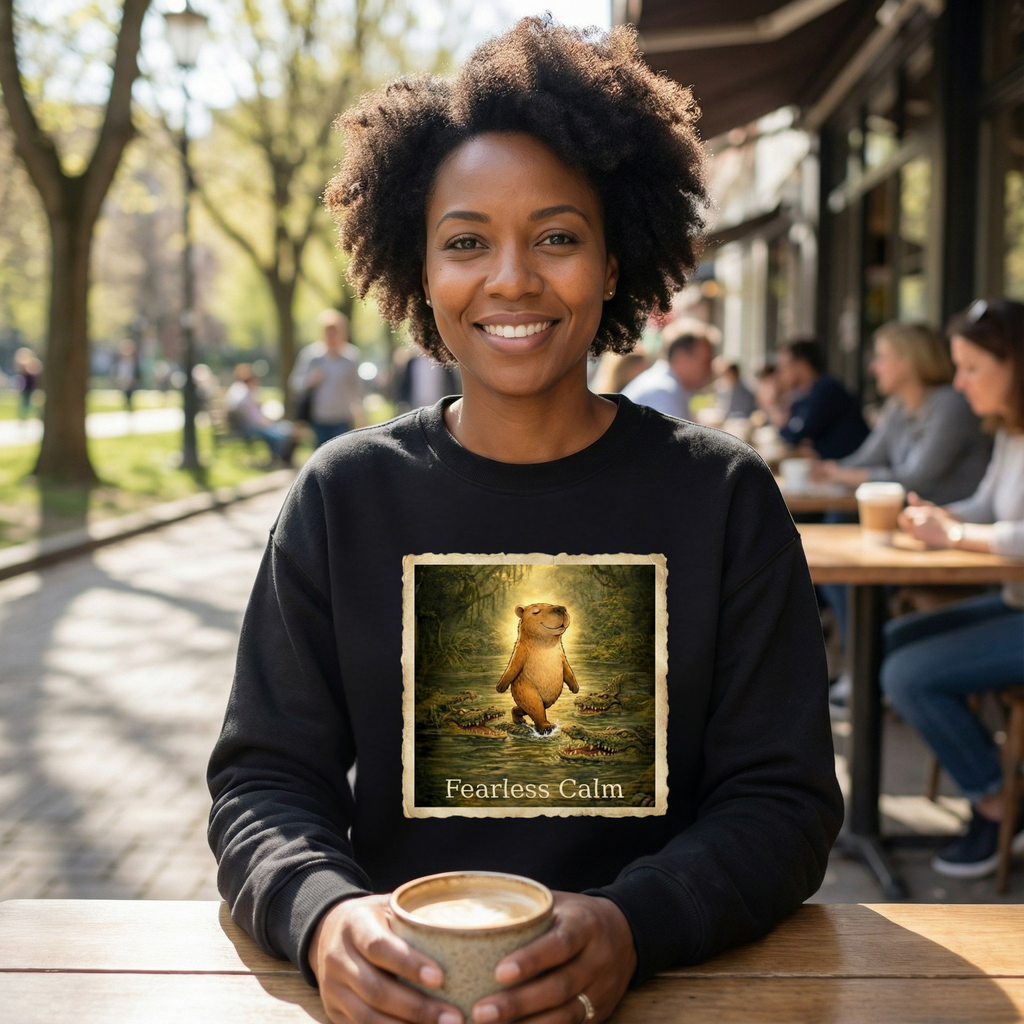 Fearless Calm – Vintage Capybara Unisex Sweatshirt