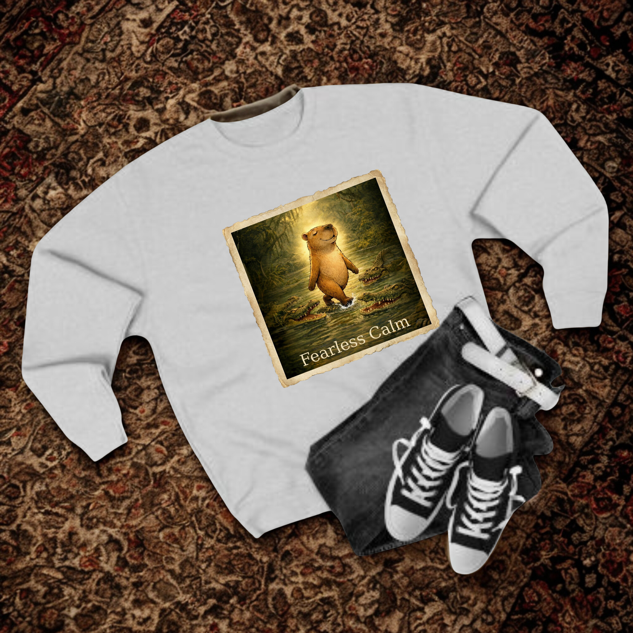 Fearless Calm – Vintage Capybara Unisex Sweatshirt