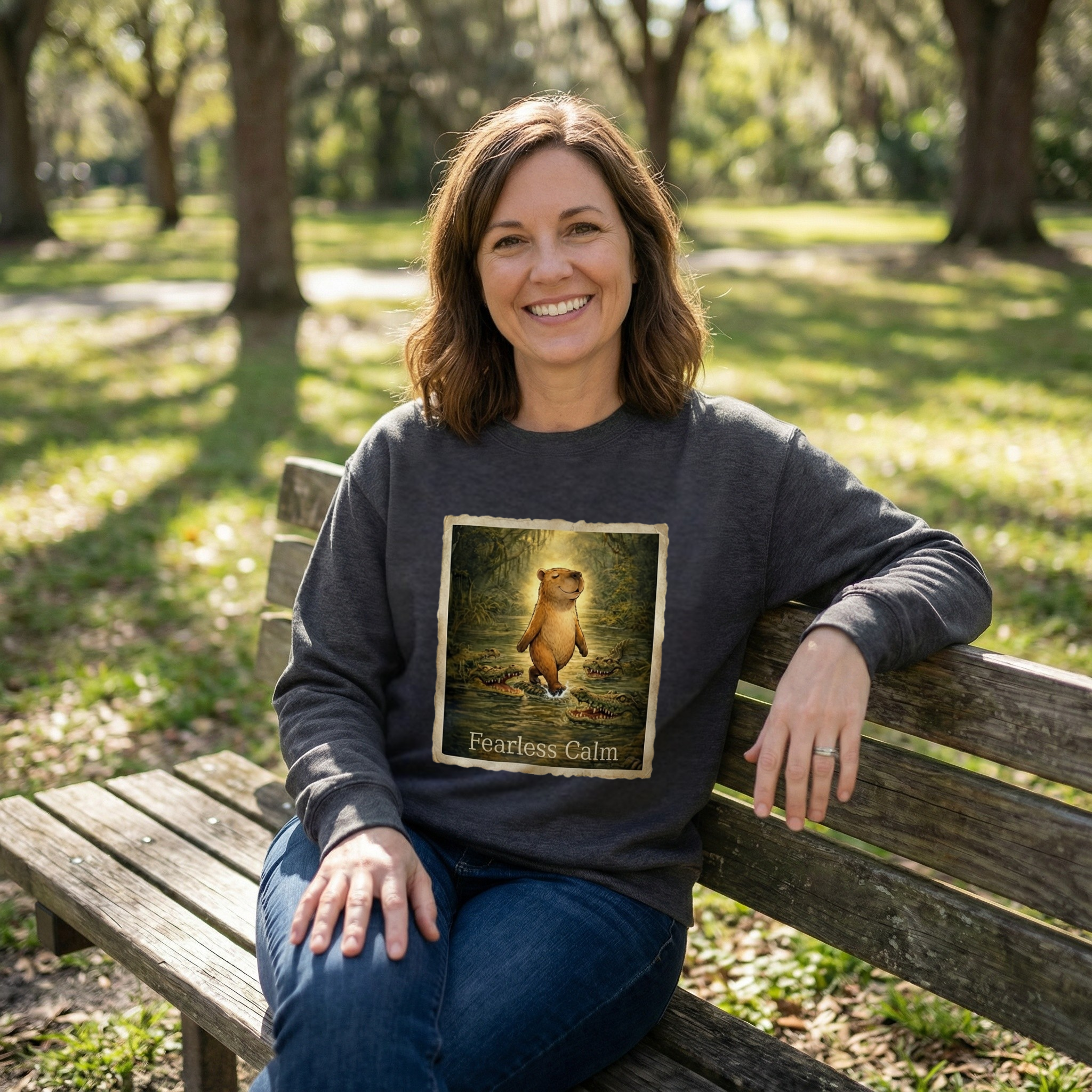 Fearless Calm – Vintage Capybara Unisex Sweatshirt