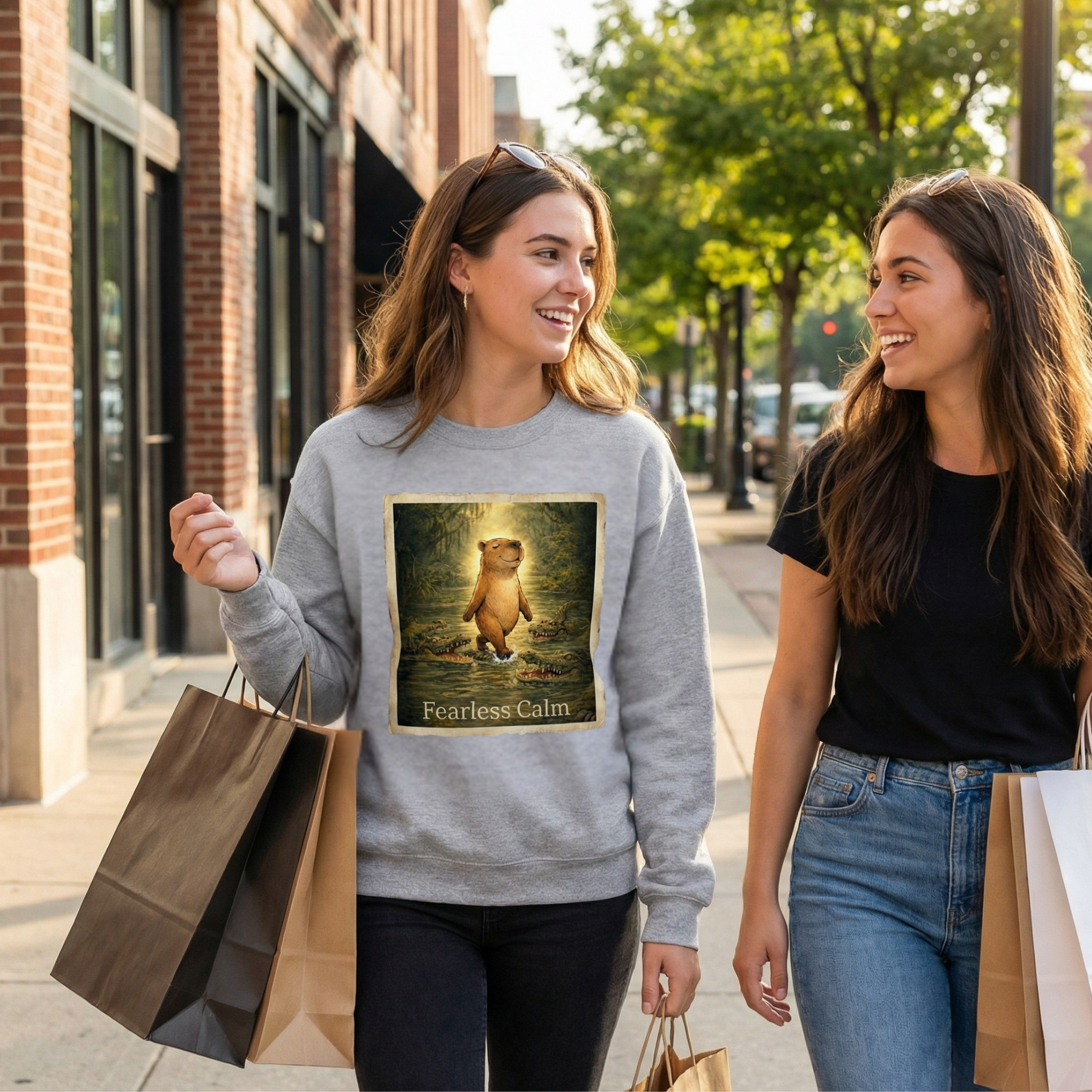 Fearless Calm – Vintage Capybara Unisex Sweatshirt
