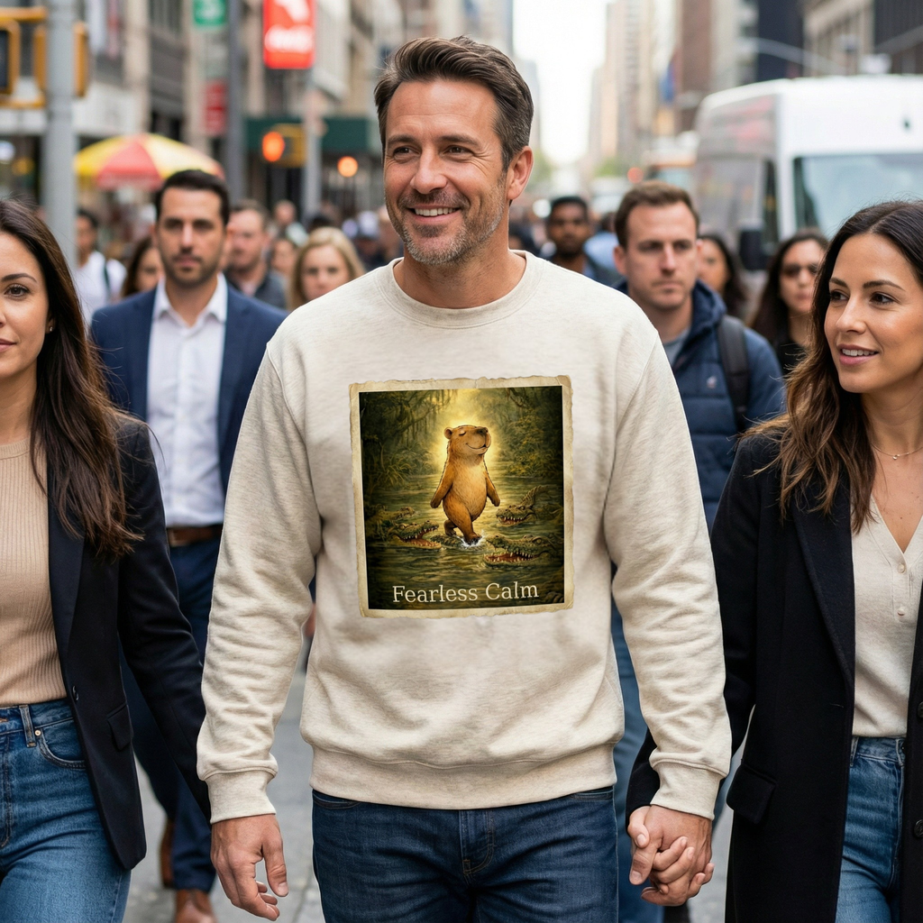 Fearless Calm – Vintage Capybara Unisex Sweatshirt