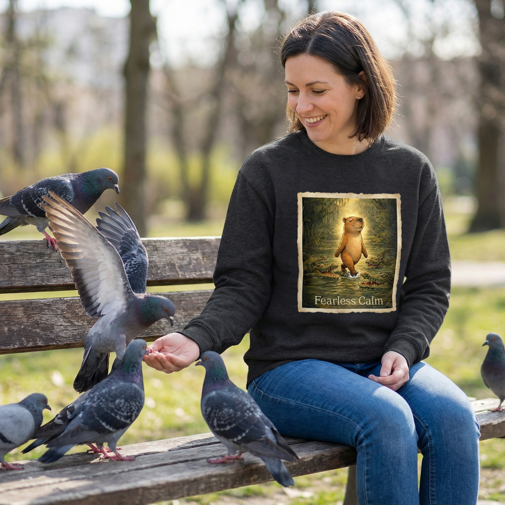 Fearless Calm – Vintage Capybara Unisex Sweatshirt