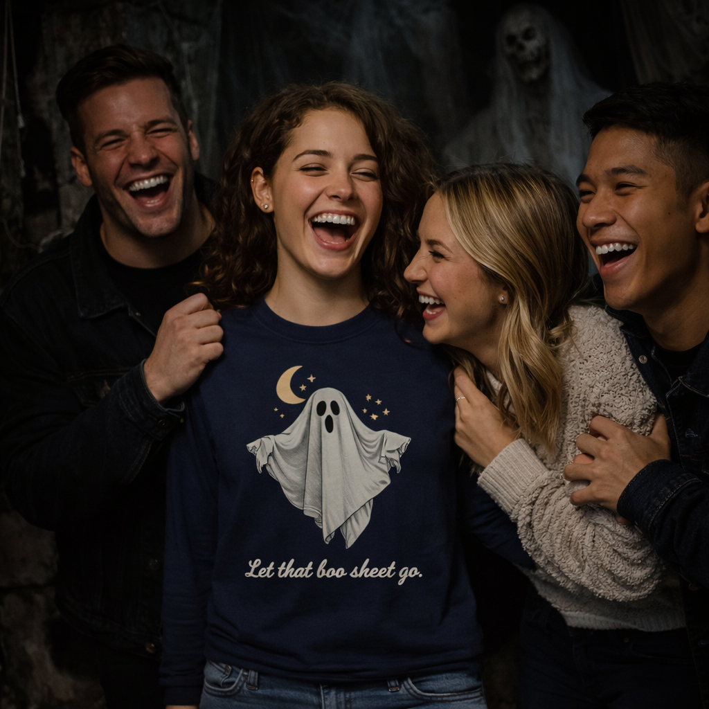 Let That Boo Sheet Go, Halloween Unisex Ghost Long Sleeve Tee