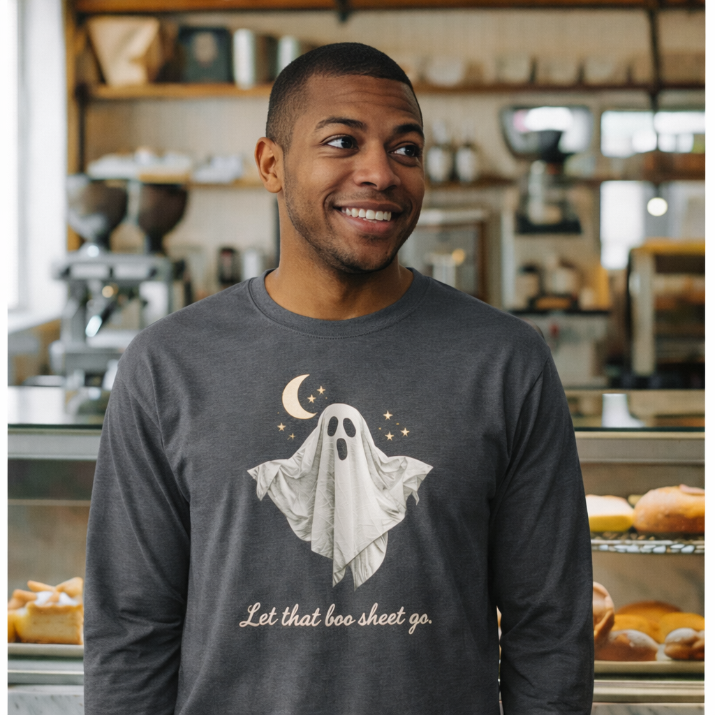 Let That Boo Sheet Go, Halloween Unisex Ghost Long Sleeve Tee