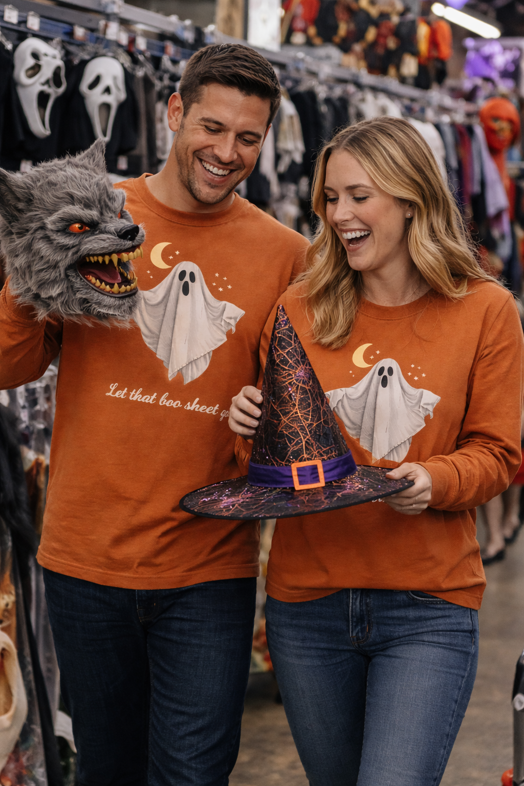 Let That Boo Sheet Go, Halloween Unisex Ghost Long Sleeve Tee