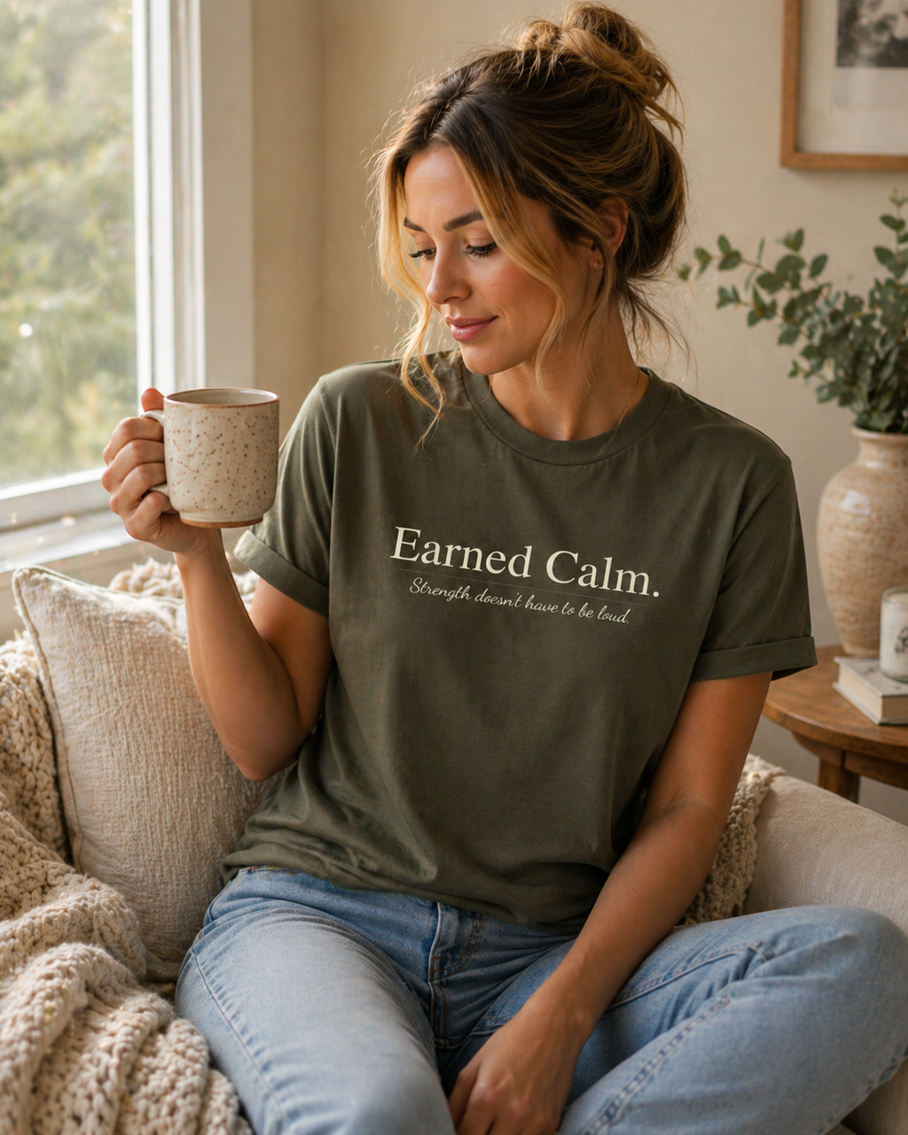 Earned Calm Tee, Minimal Inspirational, Unisex Graphic T-Shirt