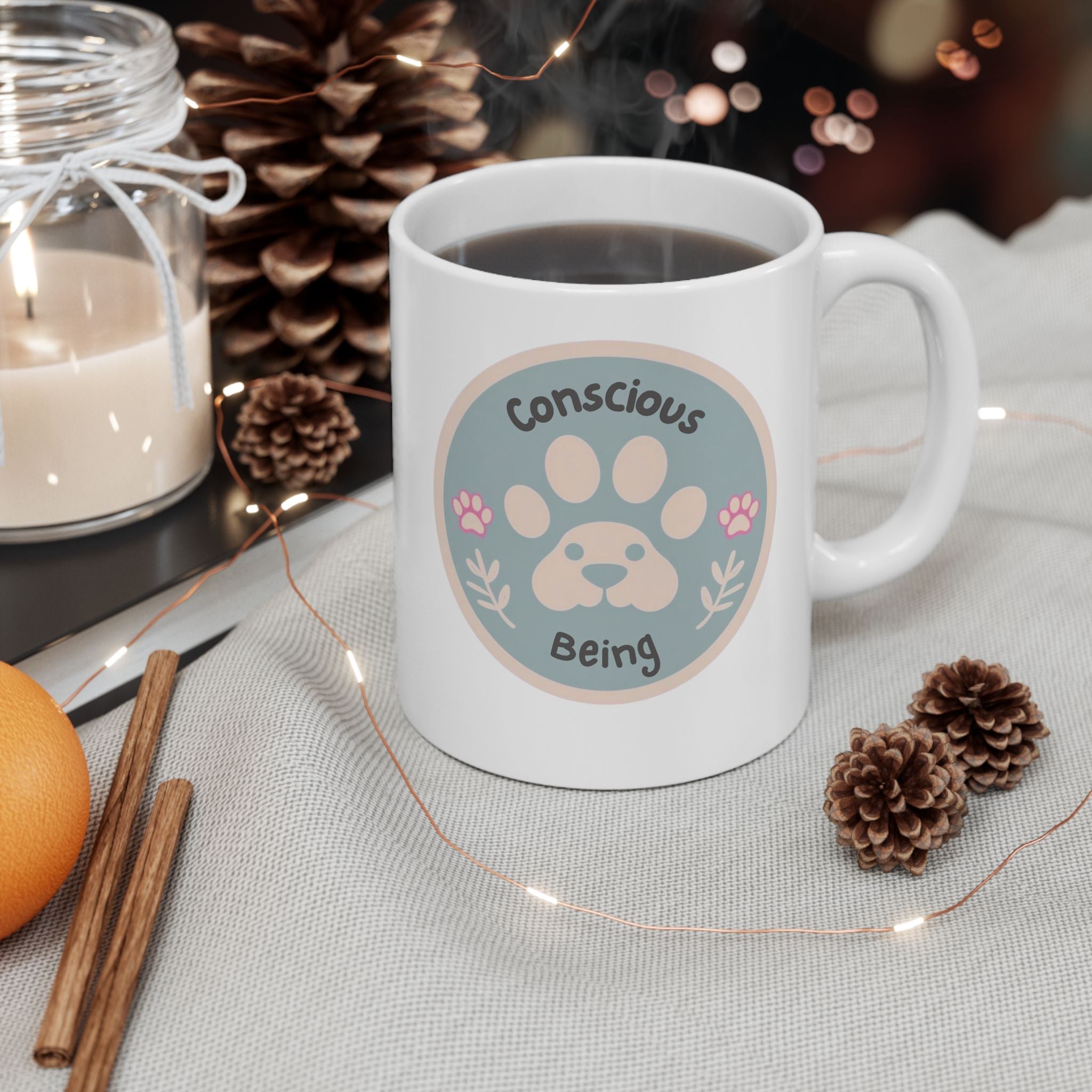 Conscious Being 11oz Mug – Paw Print Edition